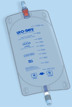 Picture of Urinary Leg Bag Uro-Safe® Anti-Reflux Valve Sterile 950 mL Vinyl7632012