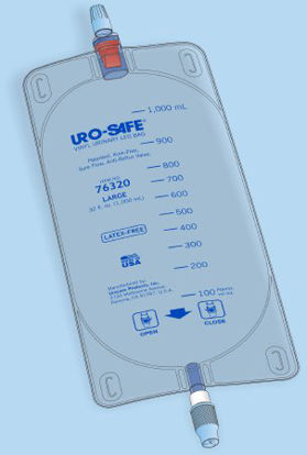 Picture of Urinary Leg Bag Uro-Safe® Anti-Reflux Valve Sterile 950 mL Vinyl7632012
