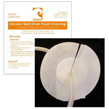 Picture of Split Sponge Gentell® Foam 2 Inch Pad with 4 Inch Hole Diameter SterileGEN-14410