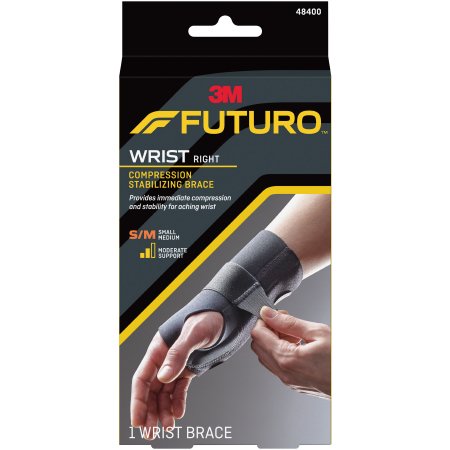 Picture of Wrist Brace Futuro™ Compression Stabilizing Low Profile Aluminum / Nylon / Polyester / Polyethylene / Spandex / Silicone Right Hand Black Small / Medium48400ENR