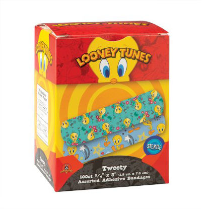 Picture of Adhesive Strip Looney Tunes™ 3/4 X 3 Inch Plastic Rectangle Kid Design (Tweety Red / Blue) SterileBAN94
