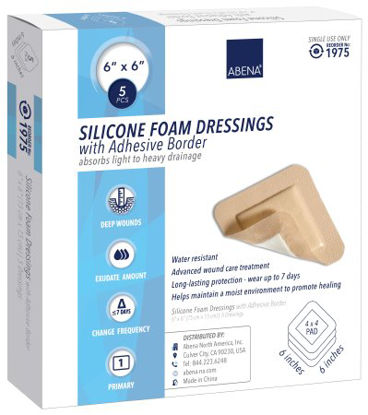 Picture of Silicone Foam Dressing Abena® 6 X 6 Inch Square Silicone Adhesive with Border Sterile1975