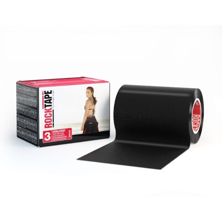Picture of Kinesiology Tape Rock Tape® Extra Sticky Water Resistant Cotton / Nylon 4 Inch X 5 Yard Black NonSterile081679075