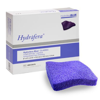 Picture of Antimicrobial Foam Dressing Hydrofera Blue ComfortCel® Interface 6 X 6 Inch Square Without Border SterileHBCC6675