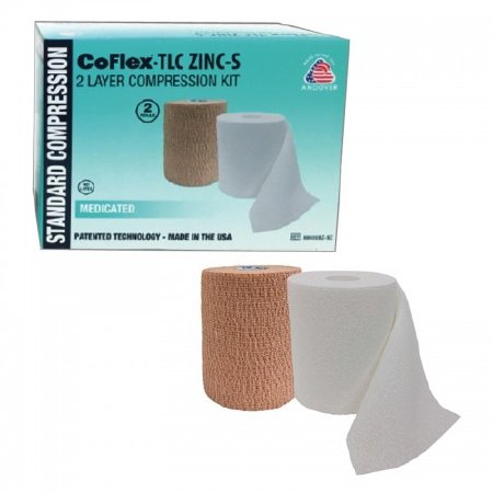 Picture of 2 Layer Compression Bandage System CoFlex® TLC Zinc with Indicators 3 Inch X 6 Yard / 3 Inch X 7 Yard 35 to 40 mmHg Self-adherent / Pull On Closure Tan NonSterile8830UBZ-SC