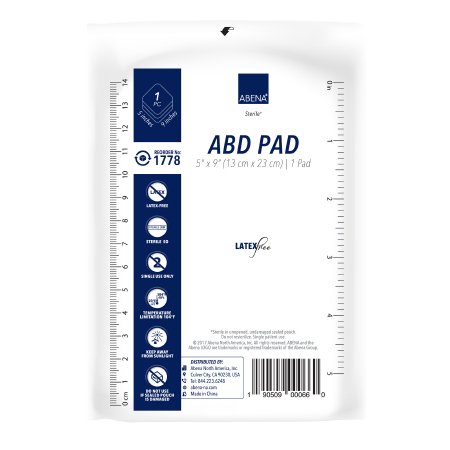 Picture of Abdominal Pad Abena® Nonwoven Cellulose 5 X 9 Inch Rectangle Sterile1778