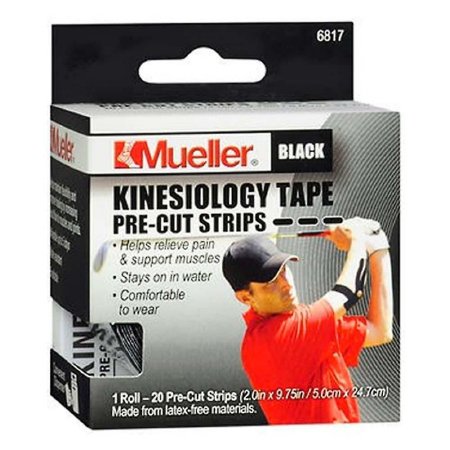 Picture of Kinesiology Tape Mueller® Pre-Cut Cotton / Polyurethane 2 Inch X 5 Yard Black NonSterile6817