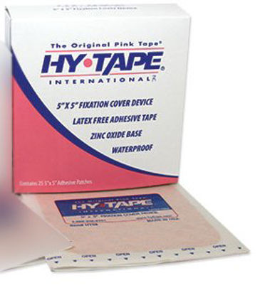 Picture of Medical Tape Hy-Tape® Patch Waterproof Zinc Oxide Adhesive 5 X 5 Inch Pink NonSterileHT55