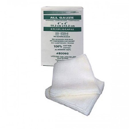 Picture of Gauze Sponge All Gauze Cotton 8-Ply 4 X 4 Inch Square NonSterileB3005