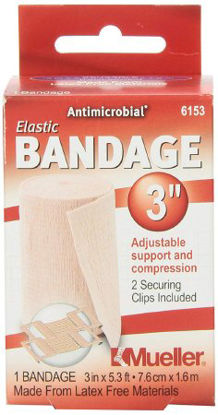 Picture of Elastic Bandage Mueller® 3 Inch X 5.3 Foot Standard Compression Clip Detached Closure Beige NonSterile6153