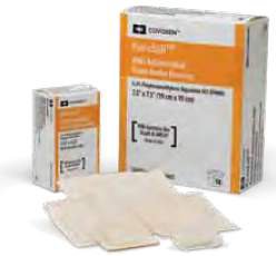 Picture of Antimicrobial Foam Dressing Kendall™ AMD 1-3/4 X 3-1/4 Inch Rectangle Adhesive with Border Sterile55523BAMD