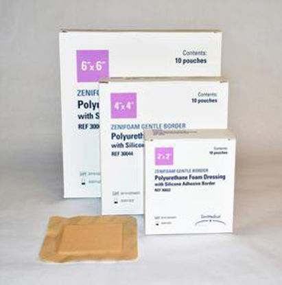 Picture of Foam Dressing Zenifoam Gentle Border 2 X 2 Inch Square Silicone Adhesive with Border Sterile30022