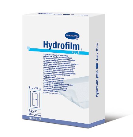 Picture of Transparent Film Dressing with Pad Hydrofilm® Plus Rectangle 3-1/2 X 6 Inch 4 Tab Delivery Without Label Sterile685775