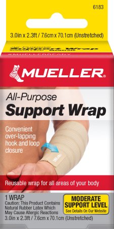 Picture of Elastic Bandage Mueller® Wonder Wrap™ 3 in x 2.3 Foot Standard Compression Hook and Loop Closure Tan Small / Medium NonSterile6183