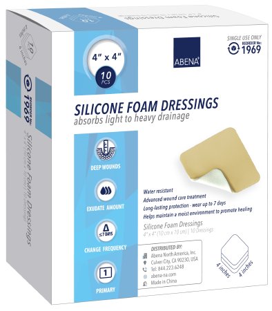 Picture of Silicone Foam Dressing Abena® 4 X 4 Inch Square Silicone Adhesive Without Border Sterile1969
