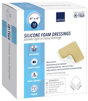 Picture of Silicone Foam Dressing Abena® 4 X 4 Inch Square Silicone Adhesive Without Border Sterile1969