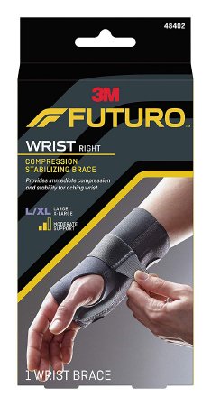 Picture of Wrist Brace Futuro™ Compression Stabilizing Low Profile Aluminum / Nylon / Polyester / Polyethylene / Spandex / Silicone Right Hand Black Large / X-Large48402ENR