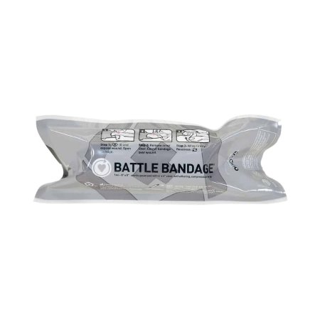 Picture of Trauma Pressure Dressing with Wrap MARCH™ Battle Bandage® 4 Inch X 6 Foot / 8 X 8 Inch Pad Standard Compression Self-adherent Closure White Sterile32-700.00.000