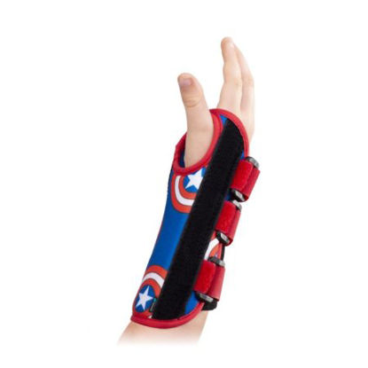 Picture of Wrist Brace DonJoy® Advantage Comfort Featuring Marvel Aluminum / Foam / Nylon Right Hand Blue / Red / WhiteDA191WB01-CAP-Y-R