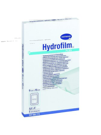 Picture of Transparent Film Dressing with Pad Hydrofilm® Plus Rectangle 3-1/2 X 6 Inch 4 Tab Delivery Without Label Sterile685774