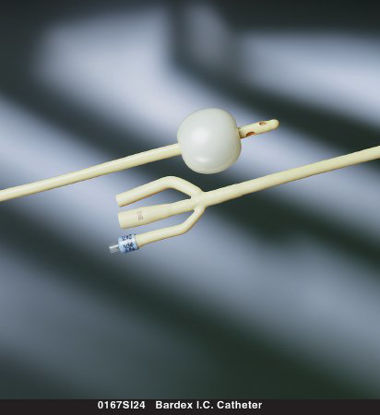 Picture of Foley Catheter Bardex® I.C. 3-Way Standard Tip 30 cc Balloon 18 Fr. Latex0167SI18