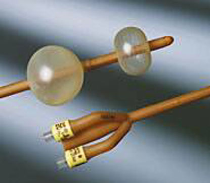 Picture of Foley Catheter Bardex® 3-Way / Trattner Model 5 cc Proximal, 20 cc Distal Balloon 20 Fr. Hydrophilic Polymer Coated Latex600190L