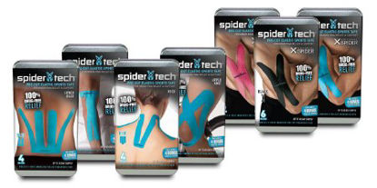 Picture of Kinesiology Tape Spider-Tech® Pre-Cut / Small Lymphatic Cotton 1 X 4 X 8 Inch Blue NonSterile25-3630