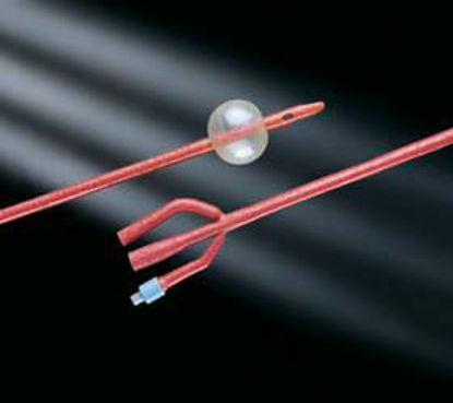 Picture of Foley Catheter 3-Way Standard Tip 30 cc Balloon 20 Fr. Red Rubber1857SI20