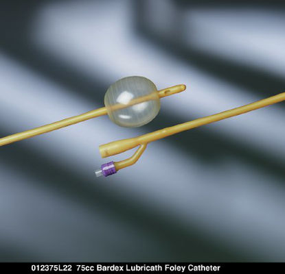 Picture of Foley Catheter Bardex® Lubricath® 2-Way Standard Tip 75 cc Balloon 22 Fr. Hydrophilic Polymer Coated Latex01237522