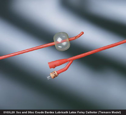 Picture of Foley Catheter Bardex® Lubricath® 2-Way Coude Tip 30 cc Balloon 22 Fr. Hydrophilic Polymer Coated Latex0103L22
