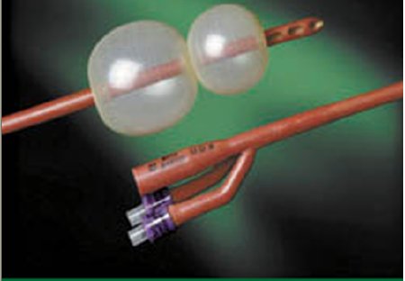Picture of Foley Catheter Bard® Lubricath® Coleman Model Medium Open Whistle Tip 40 cc Prostatic / 20 cc Bladder Balloon 22 Fr. Red Rubber6016L22