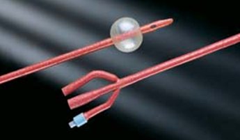 Picture of Foley Catheter Bardex® I.C. 3-Way Standard Tip 30 cc Balloon 20 Fr. Red Rubber1853SI20