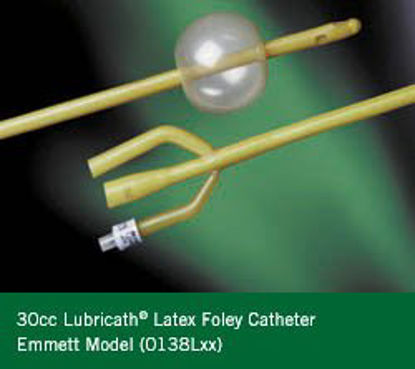 Picture of Foley Catheter Emmett 3-Way Round Tip 30 cc Balloon 24 Fr. Latex0138L24