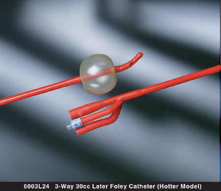 Picture of Foley Catheter Bard® Lubricath® 3-Way Standard Tip 30 cc Balloon 22 Fr. Hydrophilic Polymer Coated Latex6003L22