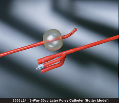 Picture of Foley Catheter Bard® Lubricath® 3-Way Standard Tip 30 cc Balloon 22 Fr. Hydrophilic Polymer Coated Latex6003L22