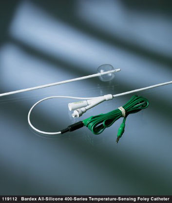 Picture of Temperature-Sensing Foley Catheter Bardex® 3-Way / 5-1/2 Foot Extension Cable Standard Tip 3 cc Balloon 8 Fr. Silicone119108