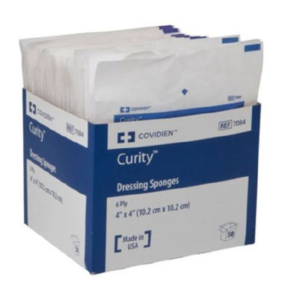 Picture of Nonwoven Sponge Curity™ Polyester / Rayon 6-Ply 3 X 4 Inch Rectangle Sterile7083-