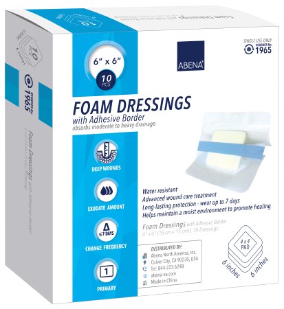 Picture of Foam Dressing Abena® 6 X 6 Inch Square Adhesive with Border Sterile1965
