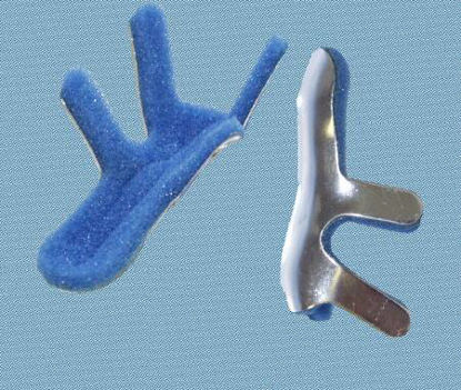 Picture of Finger Splint Quicky Toad Adult Medium Bendable Prong Closure Left or Right Hand Blue / SilverF004154
