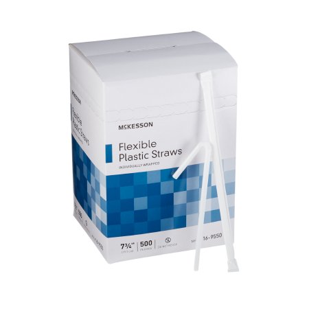 Picture of Flexible Drinking Straw McKesson 7-3/4 Inch White Individually Wrapped16-9550