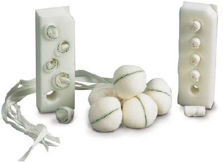 Picture of Surgical Tonsil Sponge X-Ray Detectable Cotton 1 Inch Diameter 5 Count Card SterileB7201