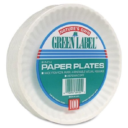 Picture of Plate AJM Packaging Corporation White Single Use Paper 6 Inch DiameterAJMPP6GREWH