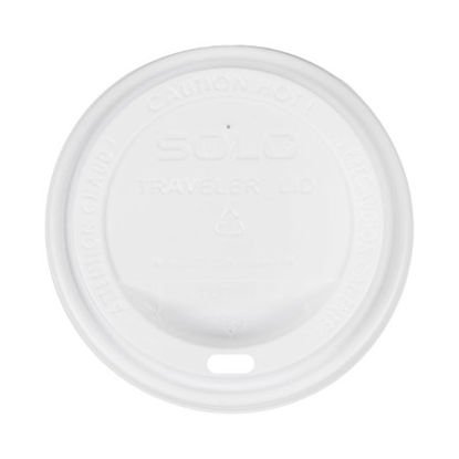 Picture of Dome Lid Traveler® White, Polystyrene, Sip Hole, Hot ApplicationsTLP316-0007