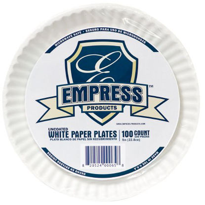 Picture of Plate Empress White Single Use Uncoated Paper 9 Inch DiameterE30300 00065