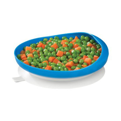 Picture of Scoop Plate with Suction Cup Base Maddak Blue Reusable Plastic 6-1/4 Inch Diameter745350012
