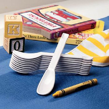 Picture of Child Feeding Spoon Double Ended White ABS Plastic1002