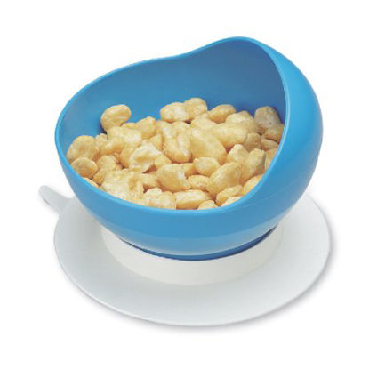 Picture of Scoop Bowl with Suction Cup Base Maddak Blue Reusable Plastic 4-1/2 Inch Diameter745340000