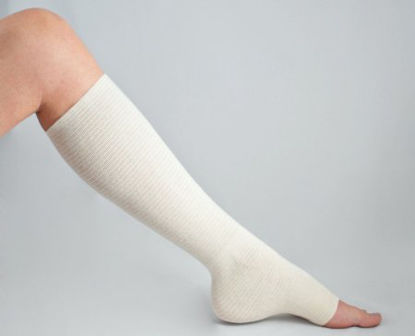 Picture of Elastic Tubular Support Bandage tg® shape 14.8 to 16.4 Inch Circumference Below Knee Standard Compression Pull On Natural Large NonSterileA93822
