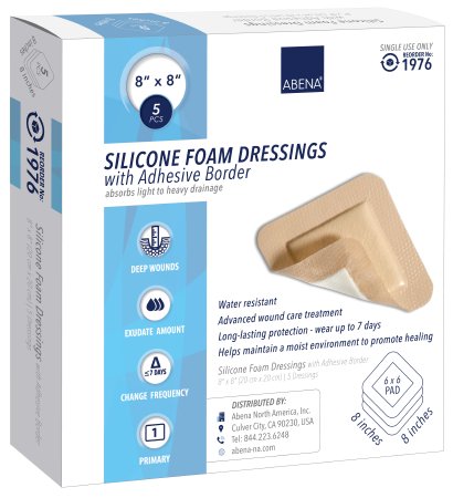 Picture of Silicone Foam Dressing Abena® 8 X 8 Inch Square Silicone Adhesive with Border Sterile1976