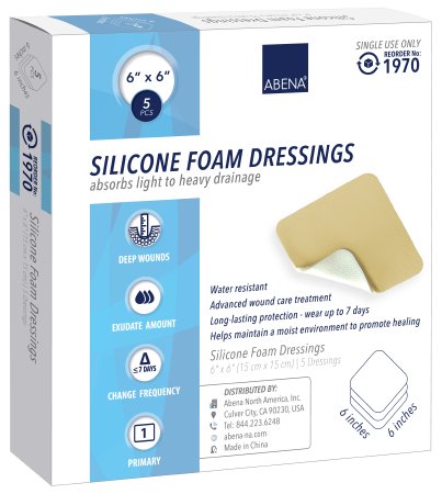 Picture of Silicone Foam Dressing Abena® 6 X 6 Inch Square Silicone Adhesive Without Border Sterile1970
